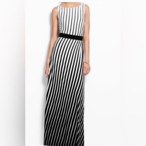 Ann Taylor Black & White Stripe Maxi Dress
